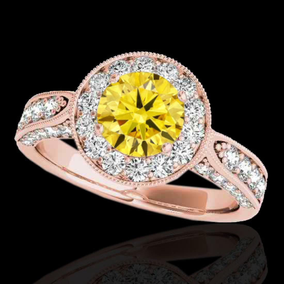 2 2 CTW Certified Si Fancy Intense Yellow Diamond: 34503 - REF-218Y2X ---- 2 2 CTW Certified Si Fancy Intense Yellow Diamond Solitaire Halo Ring Gold ---- Luxury Designer Brand Ring Appraised at $14,400 Certificate Number US34503 10k Rose gold, Ring S