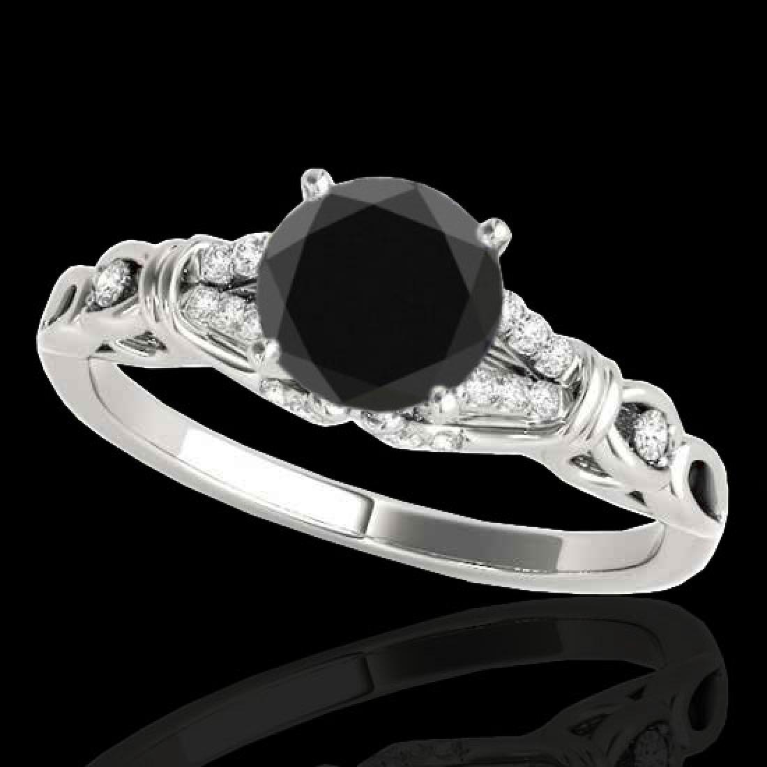 1.2 CTW Certified Vs Black Diamond Solitaire Ring 10K: 35253 - REF-52M2F ---- 1.2 CTW Certified Vs Black Diamond Solitaire Ring 10K White Gold ---- Luxury Designer Brand Ring Appraised Retail Price at $3,150 ---- SKU Number US35253 10k White gold Ring Siz