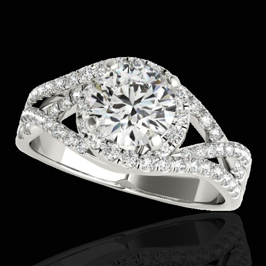 1.5 CTW H-SI/I Certified Diamond Solitaire Halo Ring: 33832 - REF-178N2Y ---- 1.5 CTW H-SI/I Certified Diamond Solitaire Halo Ring Two Tone 10K White Gold ---- Luxury Designer Brand Ring Appraised Retail Price at $10,800 ---- SKU Number US33832 10k White