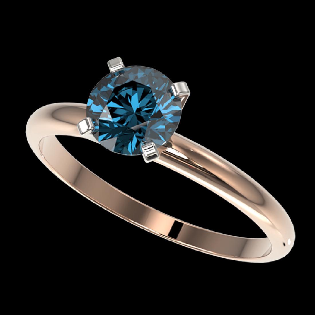 1 CTW Certified Intense Blue SI Diamond Solitaire: 32891 - REF-136H4W ---- 1 CTW Certified Intense Blue SI Diamond Solitaire Engagement Ring 10K Rose Gold ---- Luxury Designer Brand Ring Appraised Retail Price at $9,000 ---- SKU Number US32891 10k Ros