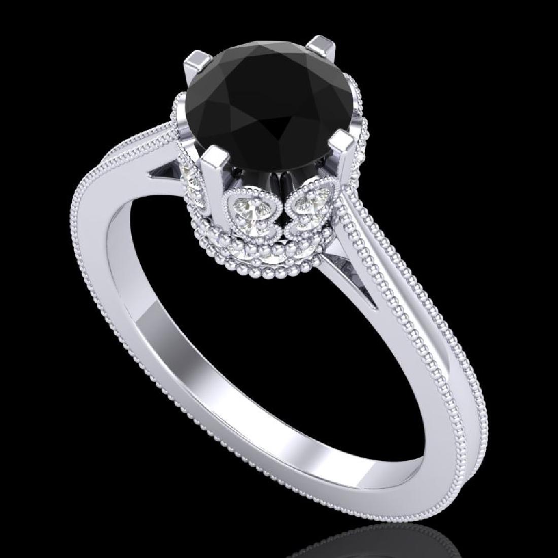 1.5 CTW Fancy Black Diamond Solitaire Engagement Art: 37345 - REF-109Y3N ---- 1.5 CTW Fancy Black Diamond Solitaire Engagement Art Deco Ring 18K White Gold ---- Luxury Designer Brand Ring Appraised Retail Price at $7,200 ---- SKU Number US37345 18k White