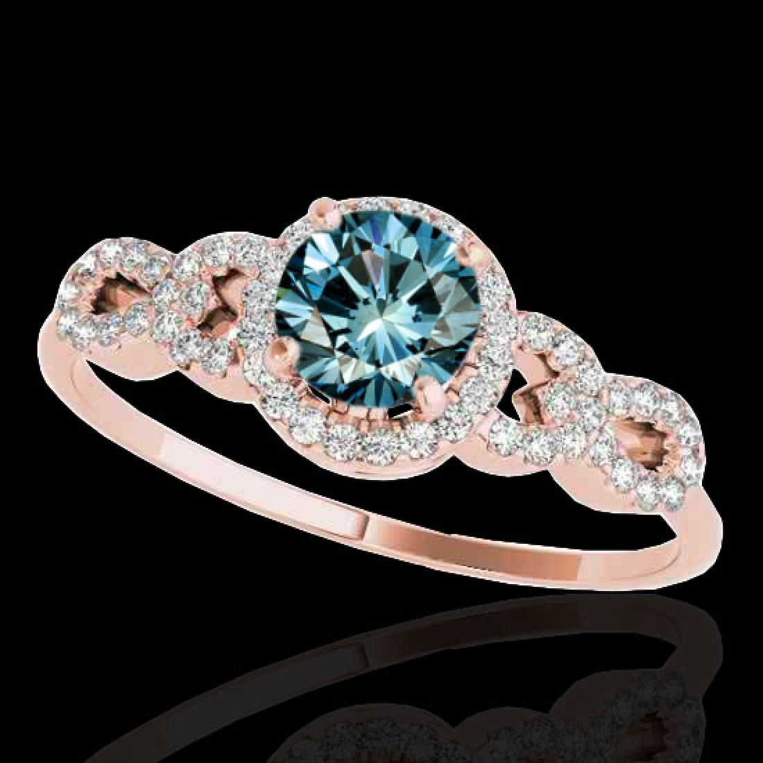 1.33 CTW SI Certified Fancy Blue Diamond Solitaire Ring: 35319 - REF-161T8X ---- 1.33 CTW SI Certified Fancy Blue Diamond Solitaire Ring 10K Rose Gold ---- Luxury Designer Brand Ring Appraised Retail Price at $9,800 ---- SKU Number US35319 10k Rose gold Rin