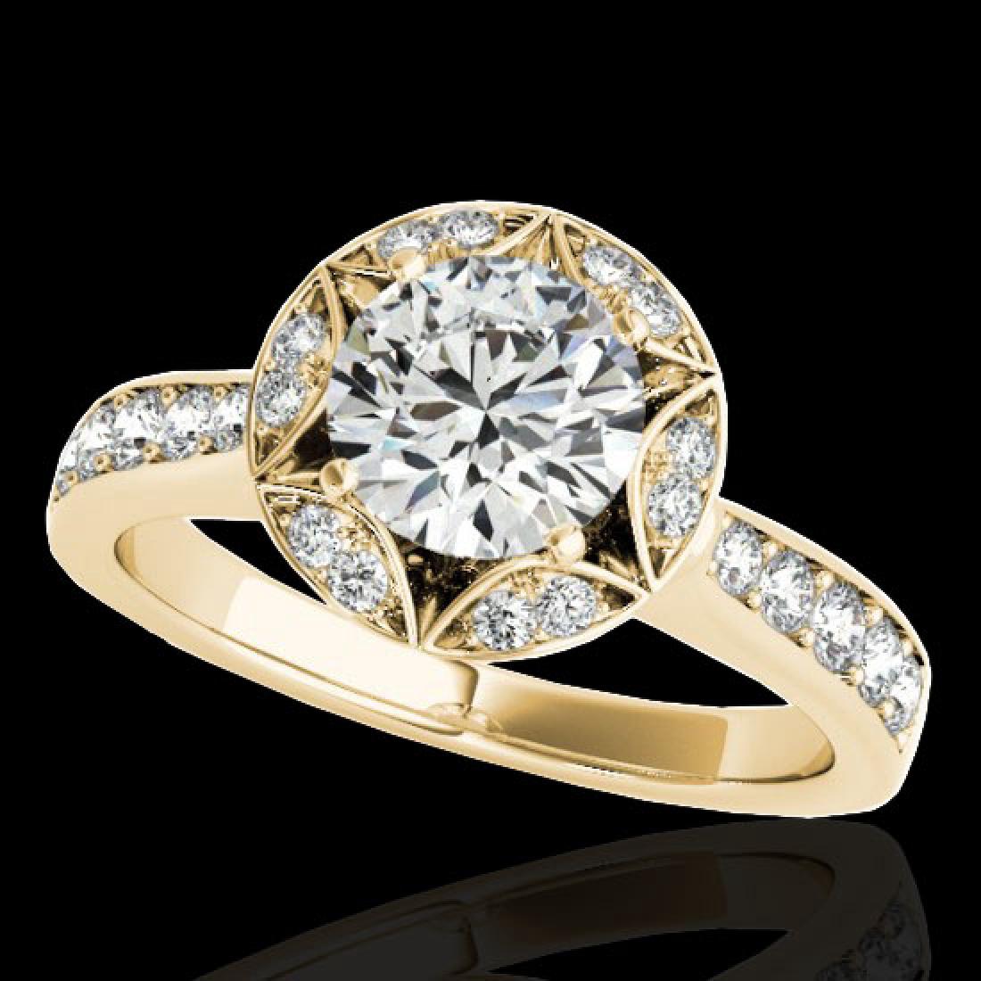 1.5 CTW H-SI/I Certified Diamond Solitaire Halo Ring: 34231 - REF-180T2X ---- 1.5 CTW H-SI/I Certified Diamond Solitaire Halo Ring 10K Yellow Gold ---- Luxury Designer Brand Ring Appraised Retail Price at $9,900 ---- SKU Number US34231 10k Yellow gold Ri