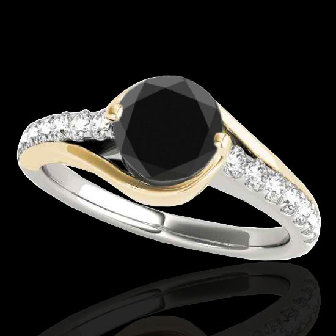 1.25 CTW Certified Vs Black Diamond Solitaire Ring Two: 35552 - REF-62W9H ---- 1.25 CTW Certified Vs Black Diamond Solitaire Ring Two Tone 10K White & Yellow Gold ---- Luxury Designer Brand Ring Appraised Retail Price at $3,800 ---- SKU Number US35552 10k 