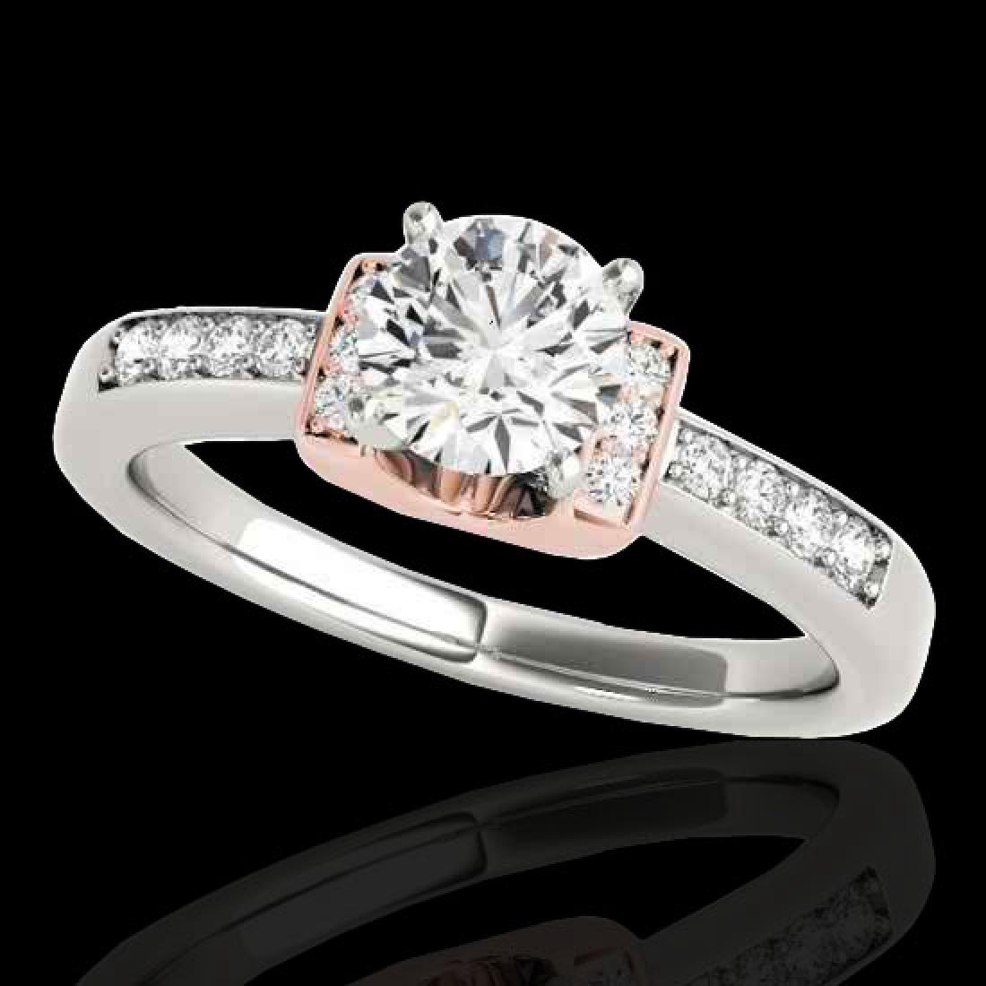1.11 CTW H-SI/I Certified Diamond Solitaire Ring Two: 34829 - REF-156X4T ---- 1.11 CTW H-SI/I Certified Diamond Solitaire Ring Two Tone 10K White & Rose Gold ---- Luxury Designer Brand Ring Appraised Retail Price at $8,600 ---- SKU Number US34829 10k Whi