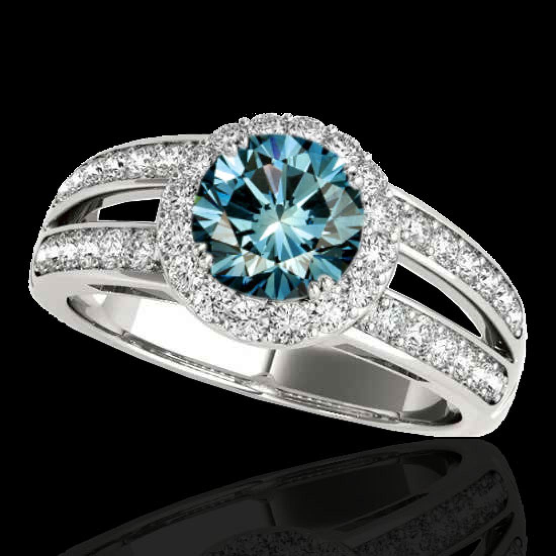 1.6 CTW SI Certified Fancy Blue Diamond Solitaire Halo: 34252 - REF-180T2X ---- 1.6 CTW SI Certified Fancy Blue Diamond Solitaire Halo Ring 10K White Gold ---- Luxury Designer Brand Ring Appraised Retail Price at $10,900 ---- SKU Number US34252 10k White g