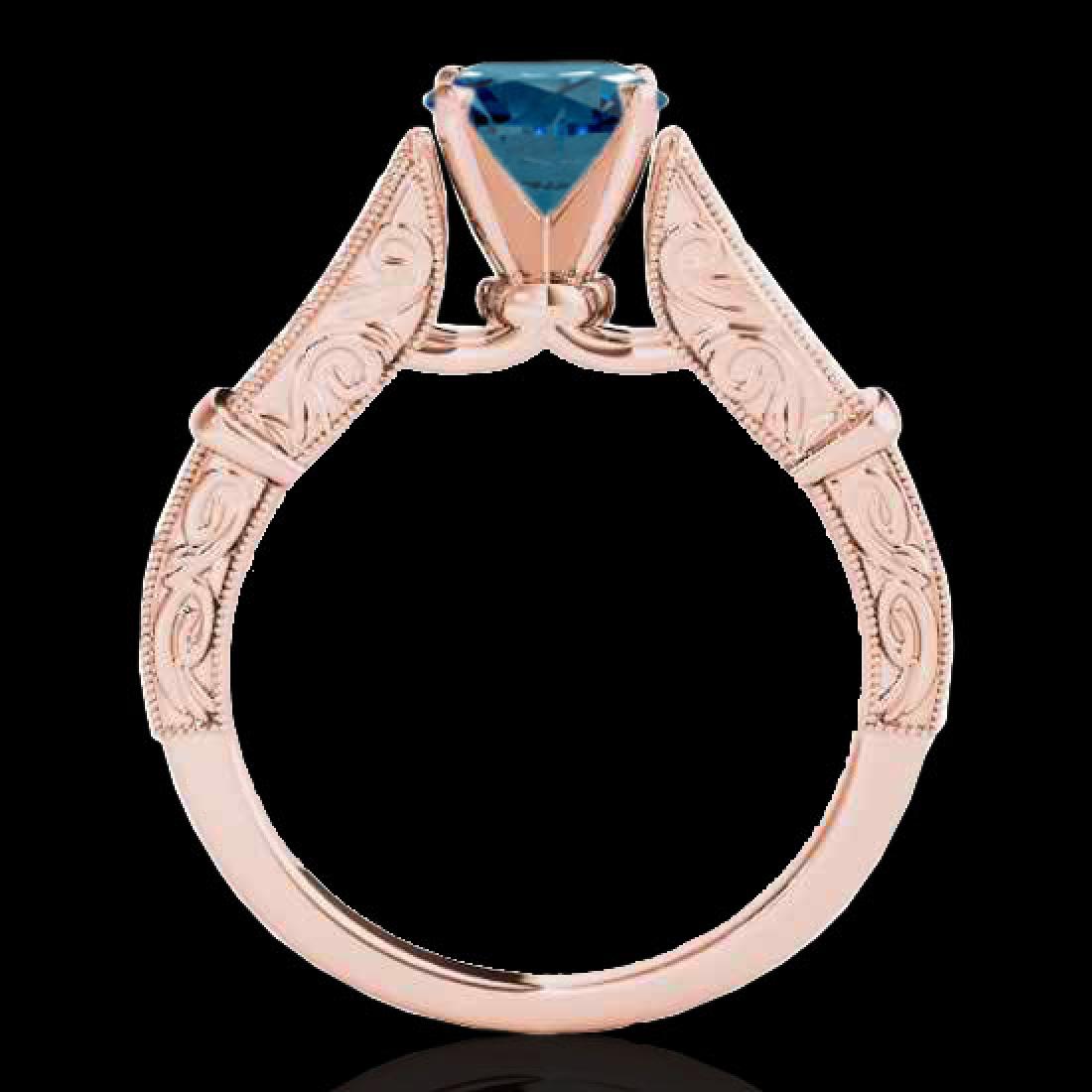 1.25 CTW SI Certified Blue Diamond Solitaire Antique: 34663 - REF-172M8F ---- 1.25 CTW SI Certified Blue Diamond Solitaire Antique Ring 10K Rose Gold ---- Luxury Designer Brand Ring Appraised Retail Price at $10,450 ---- SKU Number US34663 10k Rose gold 