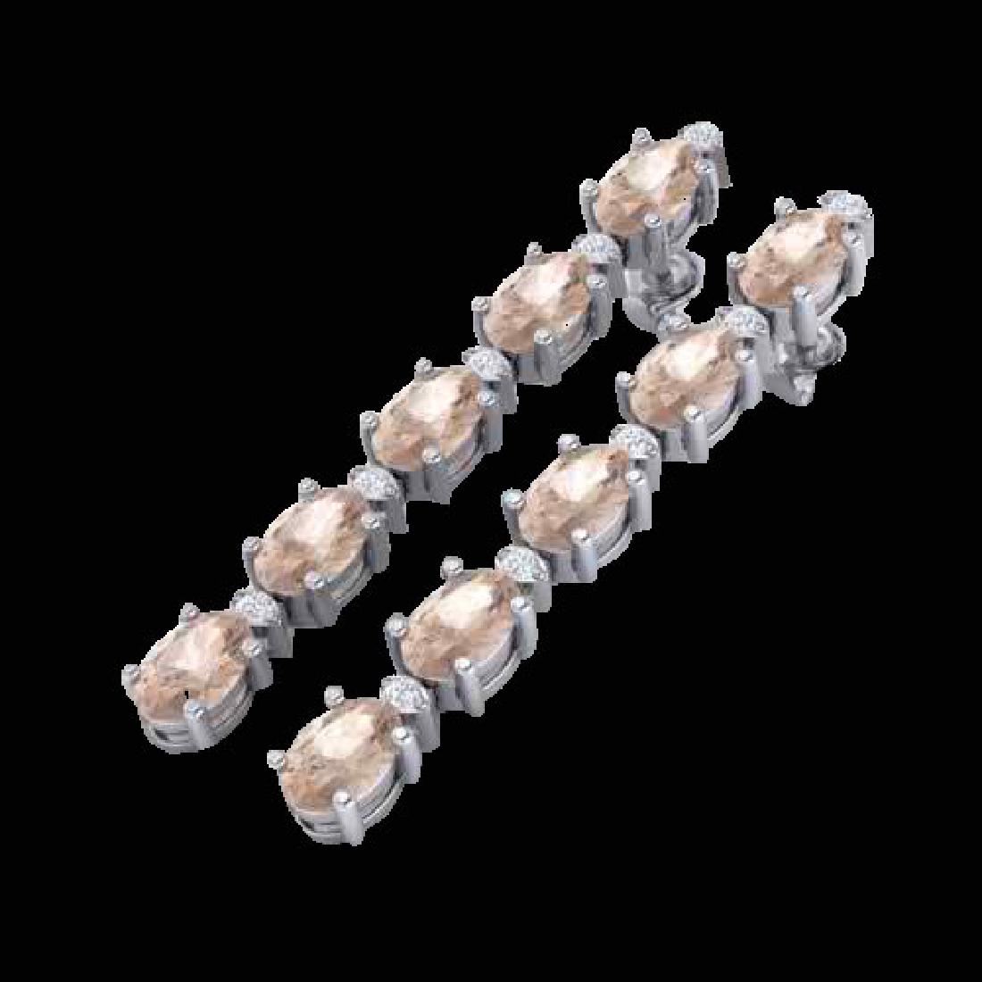 12.47 CTW Morganite & VS/SI Certified Diamond Tennis: 29483 - REF-153M8F ---- 12.47 CTW Morganite & VS/SI Certified Diamond Tennis Earrings 10K White Gold ---- Luxury Designer Brand Earring Appraised Retail Price at $11,000 ---- SKU Number US29483 10k Wh