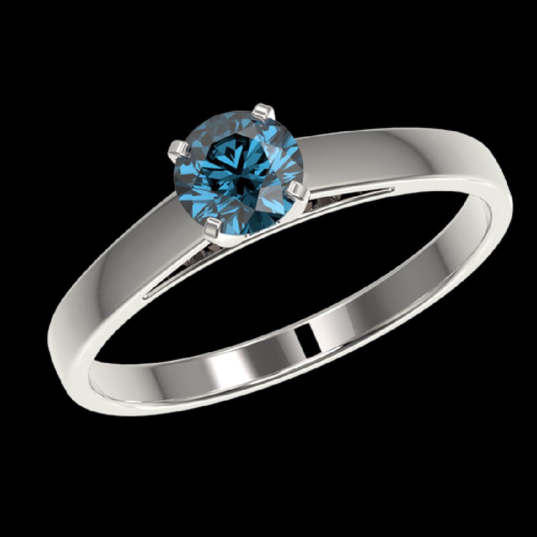 0.54 CTW Certified Intense Blue SI Diamond Solitaire: 36467 - REF-60H8W ---- 0.54 CTW Certified Intense Blue SI Diamond Solitaire Engagement Ring 10K White Gold ---- Luxury Designer Brand Ring Appraised Retail Price at $3,650 ---- SKU Number US36467 10k 
