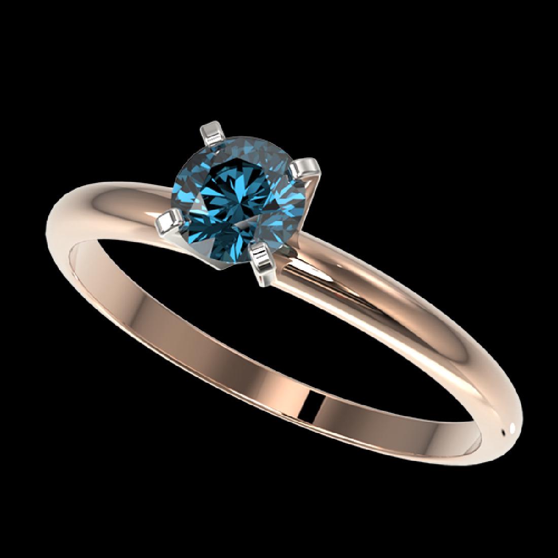 0.50 CTW Certified Intense Blue SI Diamond Solitaire: 32862 - REF-58H2W ---- 0.50 CTW Certified Intense Blue SI Diamond Solitaire Engagement Ring 10K Rose Gold ---- Luxury Designer Brand Ring Appraised Retail Price at $3,500 ---- SKU Number US32862 10k R