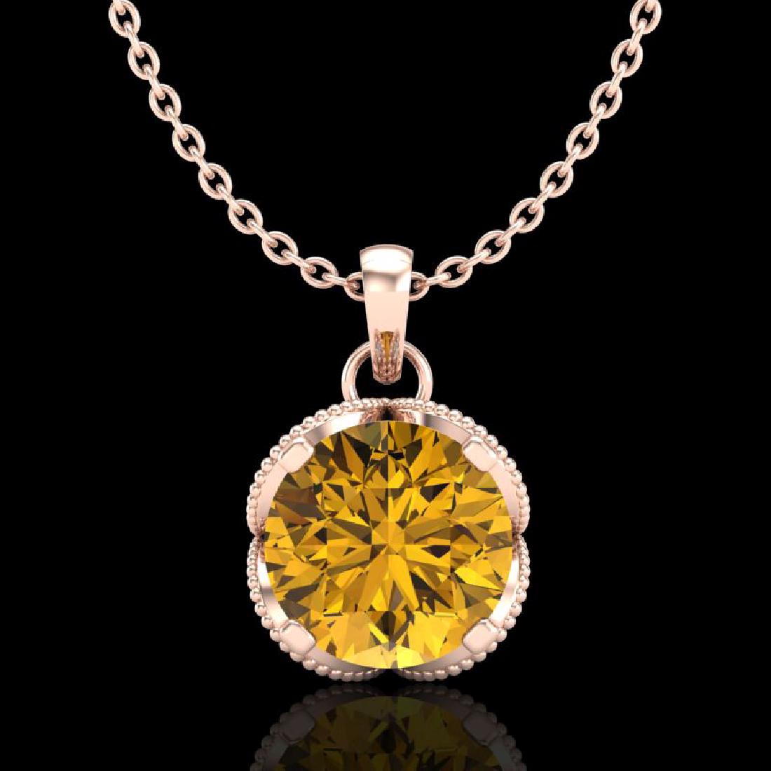1.13 CTW Intense Fancy Yellow Diamond Art Deco Stud: 37428 - REF-136X4T ---- 1.13 CTW Intense Fancy Yellow Diamond Art Deco Stud Necklace 18K Rose Gold ---- Luxury Designer Brand NECKLACE Appraised Retail Price at $8,250 ---- SKU Number US37428 18k Rose