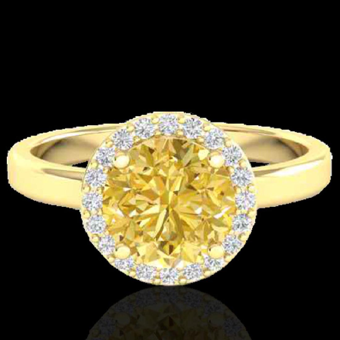 2 CTW Citrine & Halo VS/SI Diamond Micro Pave Ring: 21627 - REF-48R5K ---- 2 CTW Citrine & Halo VS/SI Diamond Micro Pave Ring Solitaire 18K Yellow Gold ---- Luxury Designer Brand Ring Appraised Retail Price at $3,200 ---- SKU Number US21627 18k Yellow 