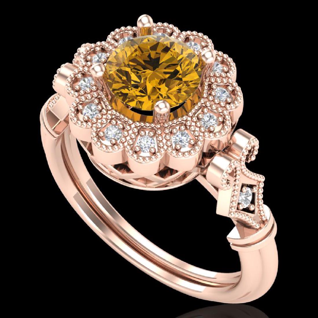 1.2 CTW Intense Fancy Yellow Diamond Engagement Art: 37834 - REF-218K2R ---- 1.2 CTW Intense Fancy Yellow Diamond Engagement Art Deco Ring 18K Rose Gold ---- Luxury Designer Brand Ring Appraised Retail Price at $14,400 ---- SKU Number US37834 18k Rose g