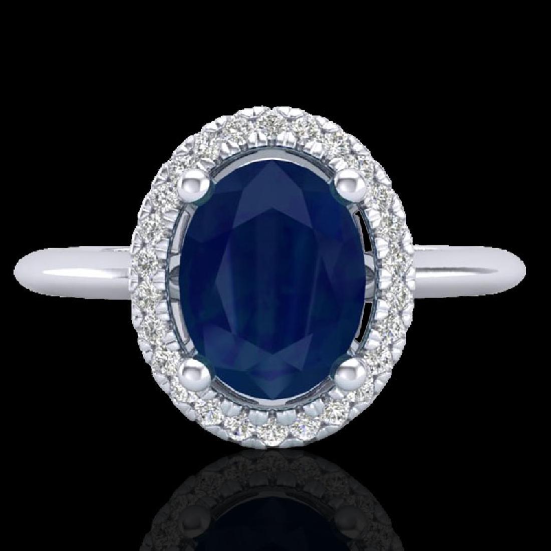 2 CTW Sapphire & Micro Pave VS/SI Diamond Ring: 21020 - REF-56T9X ---- 2 CTW Sapphire & Micro Pave VS/SI Diamond Ring Solitaire Halo 18K White Gold ---- Luxury Designer Brand Ring Appraised Retail Price at $3,750 ---- SKU Number US21020 18k White g