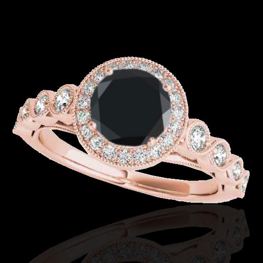1.93 CTW Certified Vs Black Diamond Solitaire Halo Ring: 33611 - REF-78W9H ---- 1.93 CTW Certified Vs Black Diamond Solitaire Halo Ring 10K Rose Gold ---- Luxury Designer Brand Ring Appraised Retail Price at $4,750 ---- SKU Number US33611 10k Rose gold Ring