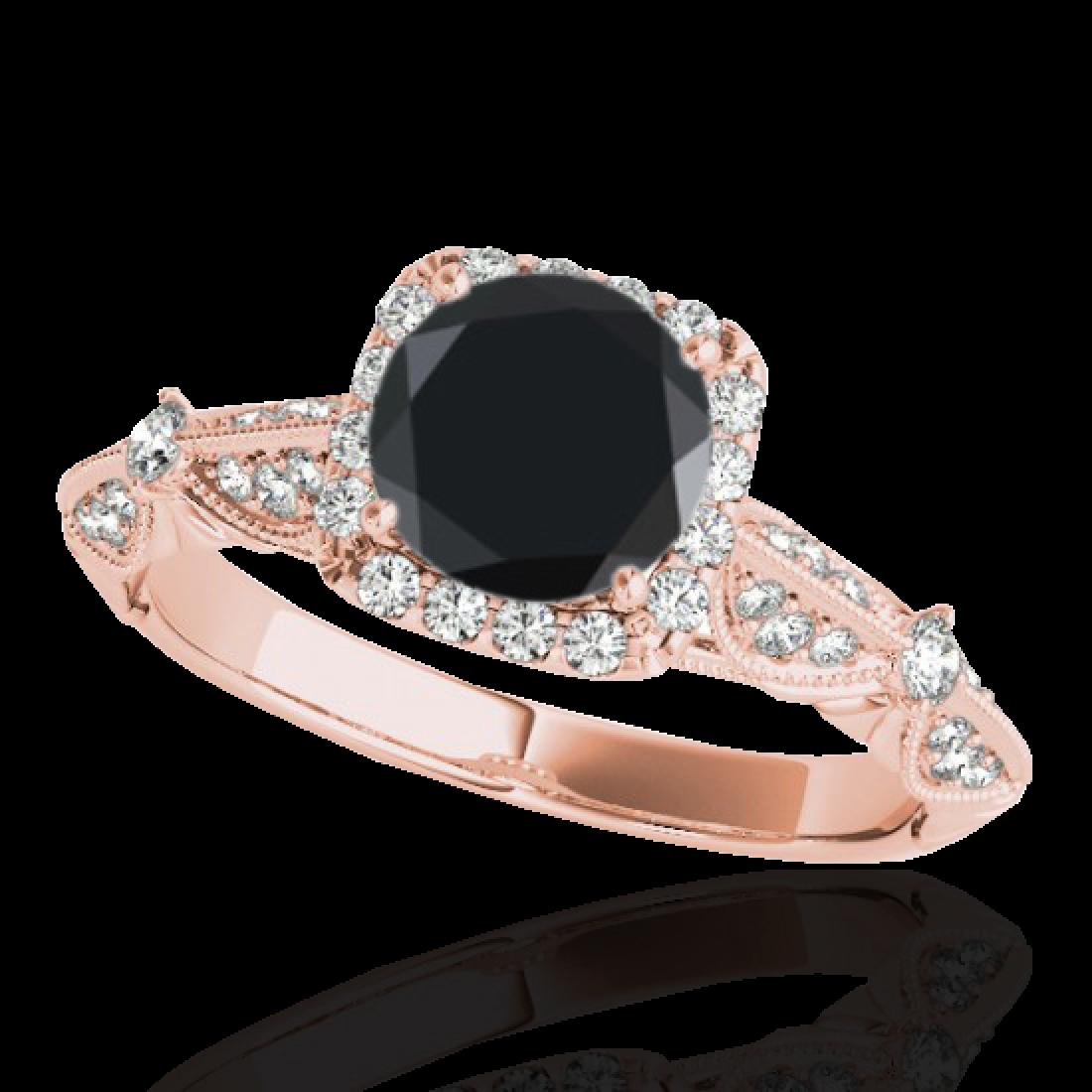 1.36 CTW Certified Vs Black Diamond Solitaire Halo Ring: 33755 - REF-68M9F ---- 1.36 CTW Certified Vs Black Diamond Solitaire Halo Ring 10K Rose Gold ---- Luxury Designer Brand Ring Appraised Retail Price at $4,150 ---- SKU Number US33755 10k Rose gold Ring