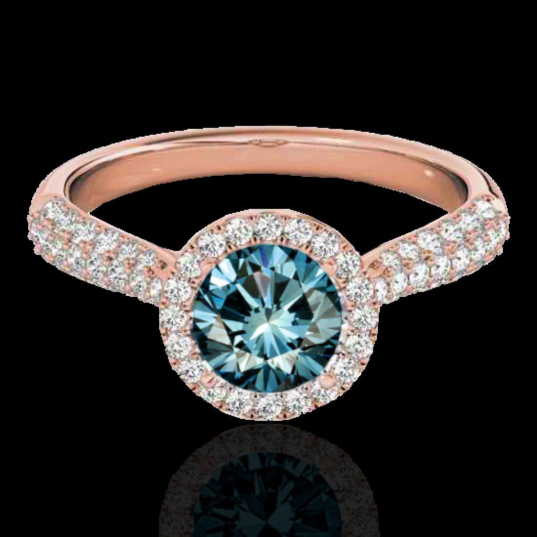 1.4 CTW SI Certified Fancy Blue Diamond Solitaire Halo: 33304 - REF-170N4Y ---- 1.4 CTW SI Certified Fancy Blue Diamond Solitaire Halo Ring 10K Rose Gold ---- Luxury Designer Brand Ring Appraised Retail Price at $10,300 ---- SKU Number US33304 10k Rose gol