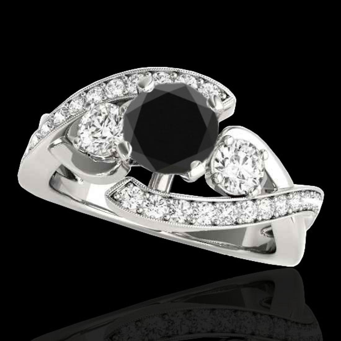 1.76 CTW Certified Vs Black Diamond Bypass Solitaire: 35039 - REF-108H8W ---- 1.76 CTW Certified Vs Black Diamond Bypass Solitaire Ring 10K White Gold ---- Luxury Designer Brand Ring Appraised Retail Price at $7,200 ---- SKU Number US35039 10k White gold