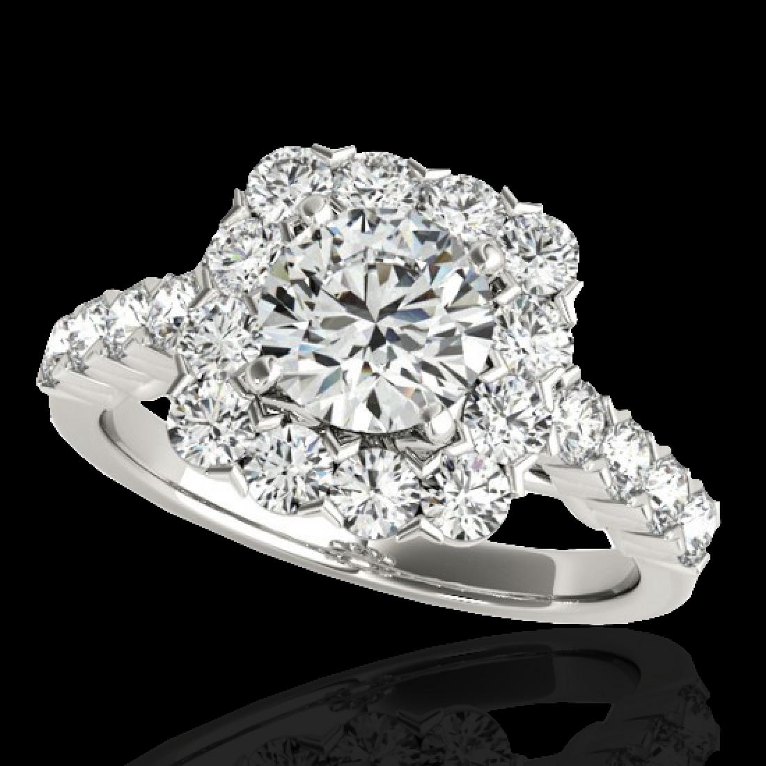 2.5 CTW H-SI/I Certified Diamond Solitaire Halo Ring: 33343 - REF-230W9H ---- 2.5 CTW H-SI/I Certified Diamond Solitaire Halo Ring 10K White Gold ---- Luxury Designer Brand Ring Appraised Retail Price at $13,950 ---- SKU Number US33343 10k White gold Rin