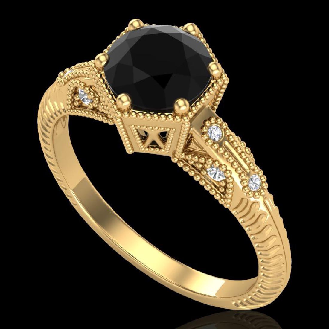 1.17 CTW Fancy Black Diamond Solitaire Engagement Art: 38033 - REF-85X5T ---- 1.17 CTW Fancy Black Diamond Solitaire Engagement Art Deco Ring 18K Yellow Gold ---- Luxury Designer Brand Ring Appraised Retail Price at $5,150 ---- SKU Number US38033 18k Yell