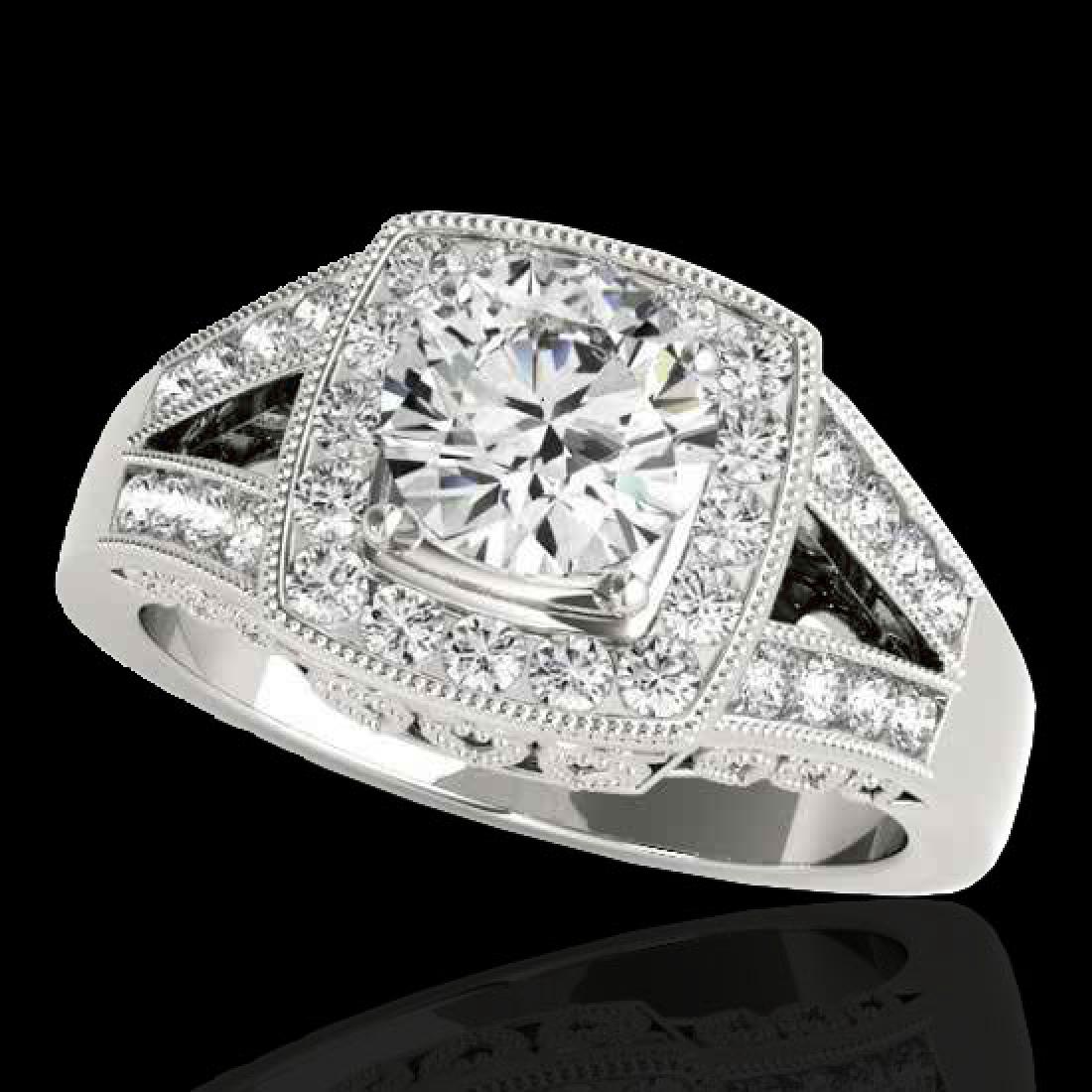 1.65 CTW H-SI/I Certified Diamond Solitaire Halo Ring: 34459 - REF-233F4M ---- 1.65 CTW H-SI/I Certified Diamond Solitaire Halo Ring 10K White Gold ---- 1.65 CTW H-SI/I Certified Diamond Solitaire Halo Ring 10K White Gold ---- Luxury Designer Brand Ring A