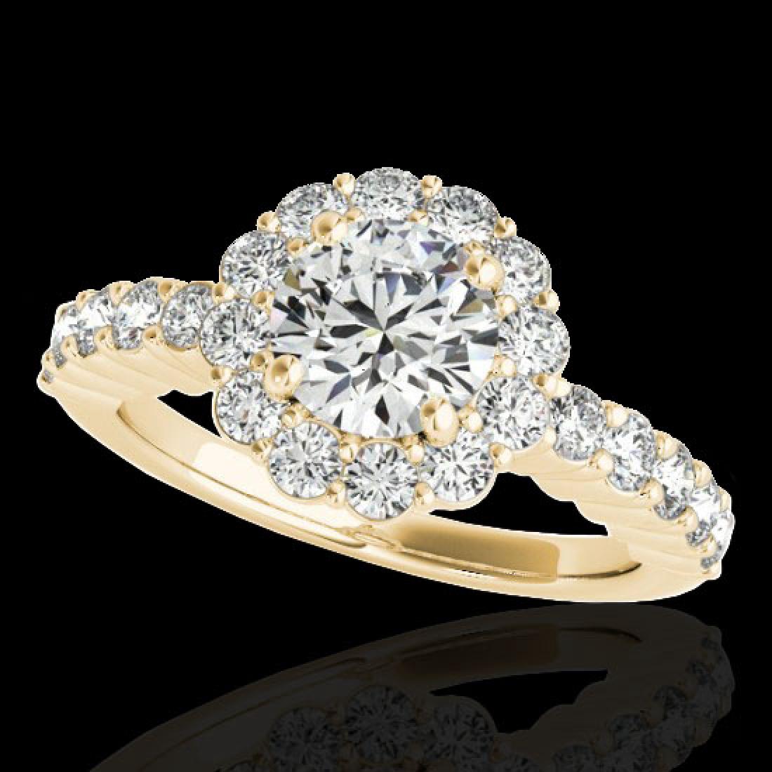 1.75 CTW H-SI/I Certified Diamond Solitaire Halo Ring: 34161 - REF-180Y2X ---- 1.75 CTW H-SI/I Certified Diamond Solitaire Halo Ring 10K Yellow Gold ---- 1.75 CTW H-SI/I Certified Diamond Solitaire Halo Ring 10K Yellow Gold ---- Luxury Designer Brand Ring