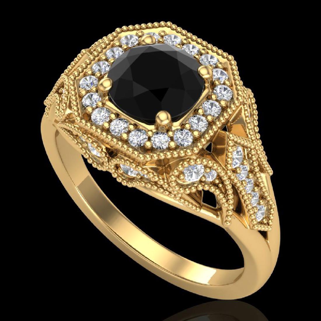 1.75 CTW Fancy Black Diamond Solitaire Engagment Art: 38278 - REF-136N4R ---- 1.75 CTW Fancy Black Diamond Solitaire Engagment Art Deco Ring 18K Yellow Gold ---- 1.75 CTW Fancy Black Diamond Solitaire Engagment Art Deco Ring 18K Yellow Gold ---- Luxury D