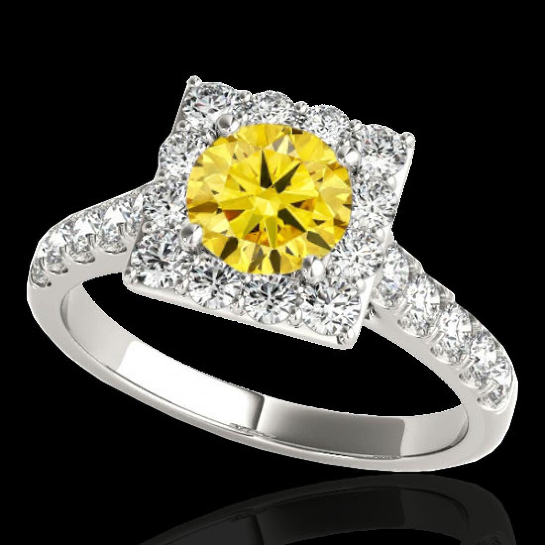 2 CTW Certified SI Fancy Intense Yellow Diamond: 34139 - REF-210X9Y ---- 2 CTW Certified SI Fancy Intense Yellow Diamond Solitaire Halo Ring 10K White Gold ---- 2 CTW Certified SI Fancy Intense Yellow Diamond Solitaire Halo Ring 10K White Gold ---- 