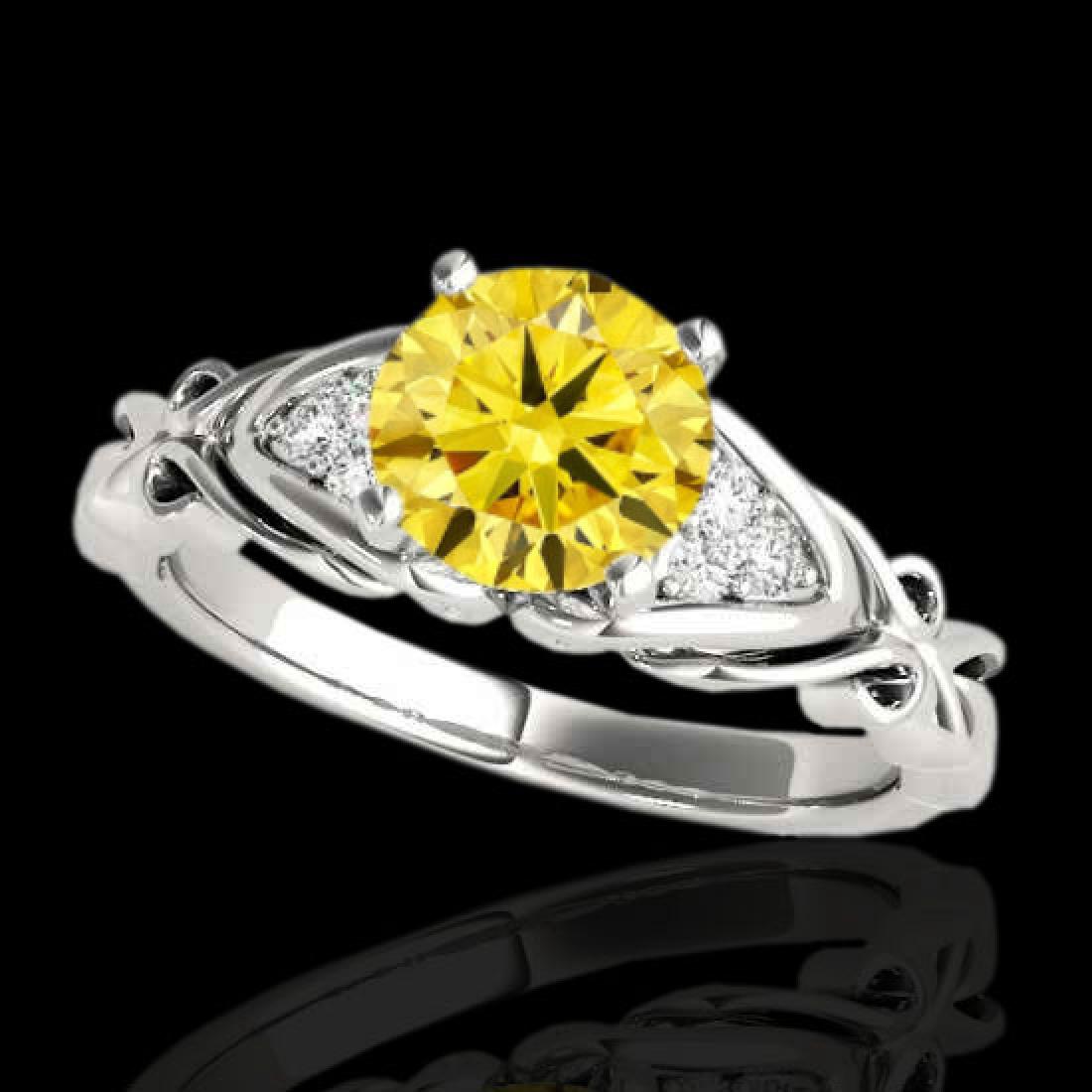 1.10 CTW Certified SI Fancy Yellow Diamond Solitaire: 35206 - REF-161R8K ---- 1.10 CTW Certified SI Fancy Yellow Diamond Solitaire Ring 10K White Gold ---- Luxury Designer Brand Ring Appraised at $10,700 Certificate Number US35206 10k White gold, Ring Si