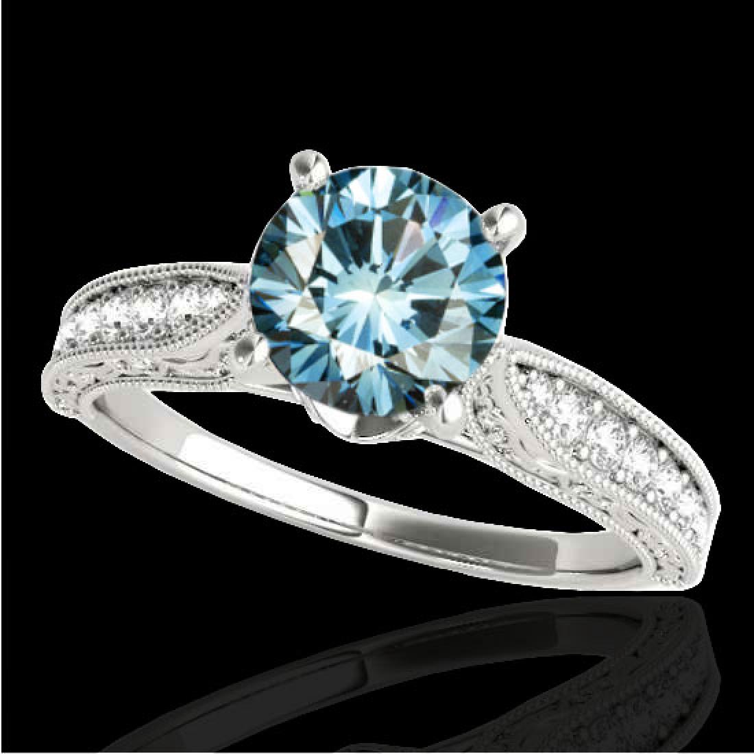 1.21 CTW SI Certified Blue Diamond Solitaire Antique: 34725 - REF-161V8Y ---- 1.21 CTW SI Certified Blue Diamond Solitaire Antique Ring 10K White Gold ---- Luxury Designer Brand Ring Appraised at $9,800 Certificate Number US34725 10k White gold, Ring Siz