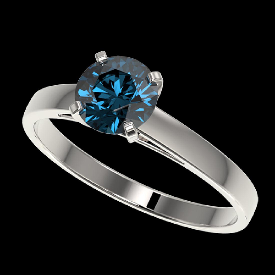 1.05 CTW Certified Intense Blue SI Diamond Solitaire: 36518 - REF-115W8H ---- 1.05 CTW Certified Intense Blue SI Diamond Solitaire Engagement Ring 10K White Gold ---- Luxury Designer Brand Ring Appraised at $9,250 Certificate Number US36518 10k White gol