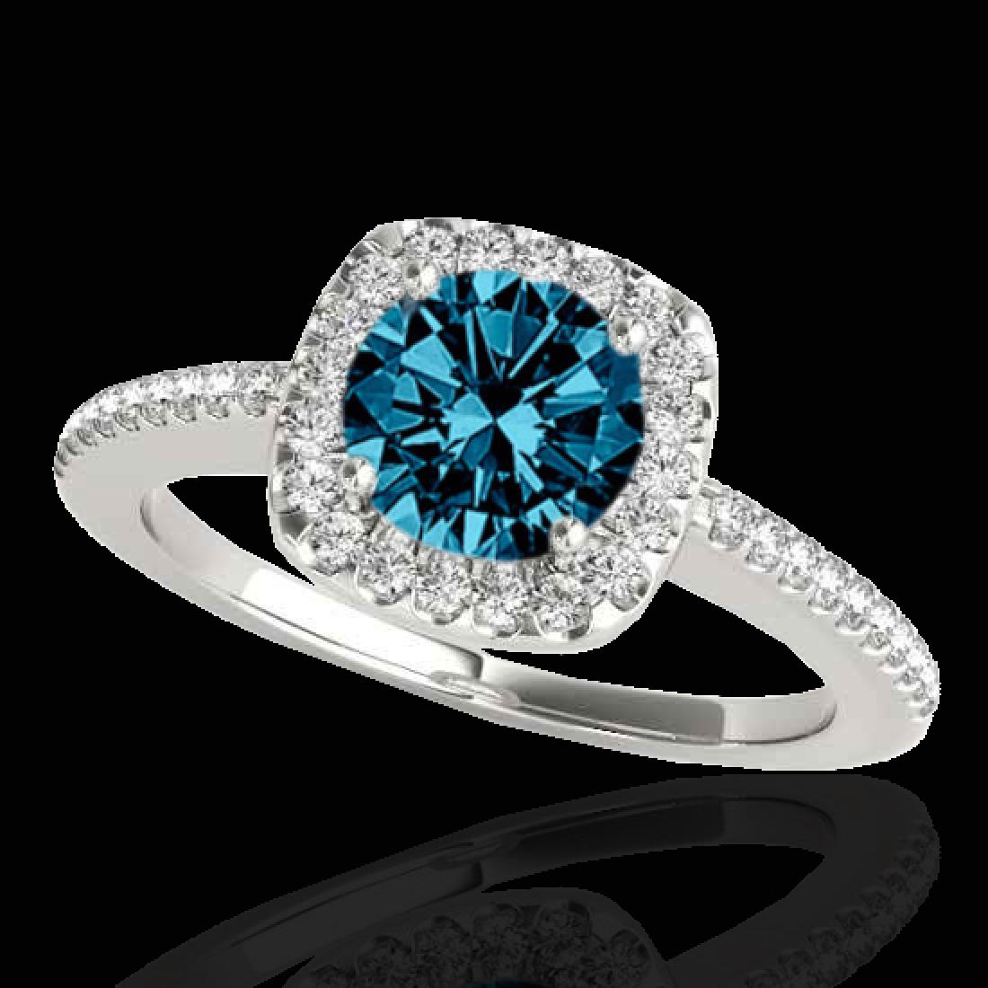 1.25 CTW SI Certified Fancy Blue Diamond Solitaire Halo: 33828 - REF-161A8V ---- 1.25 CTW SI Certified Fancy Blue Diamond Solitaire Halo Ring 10K White Gold ---- Luxury Designer Brand Ring Appraised at $9,800 Certificate Number US33828 10k White gold, Ring 