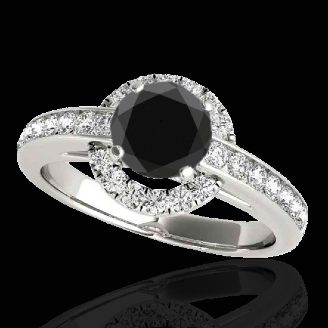 1.50 CTW Certified VS Black Diamond Solitaire Halo Ring: 33928 - REF-75Y5X ---- 1.50 CTW Certified VS Black Diamond Solitaire Halo Ring 10K White Gold ---- Luxury Designer Brand Ring Appraised at $4,550 Certificate Number US33928 10k White gold, Ring Size i