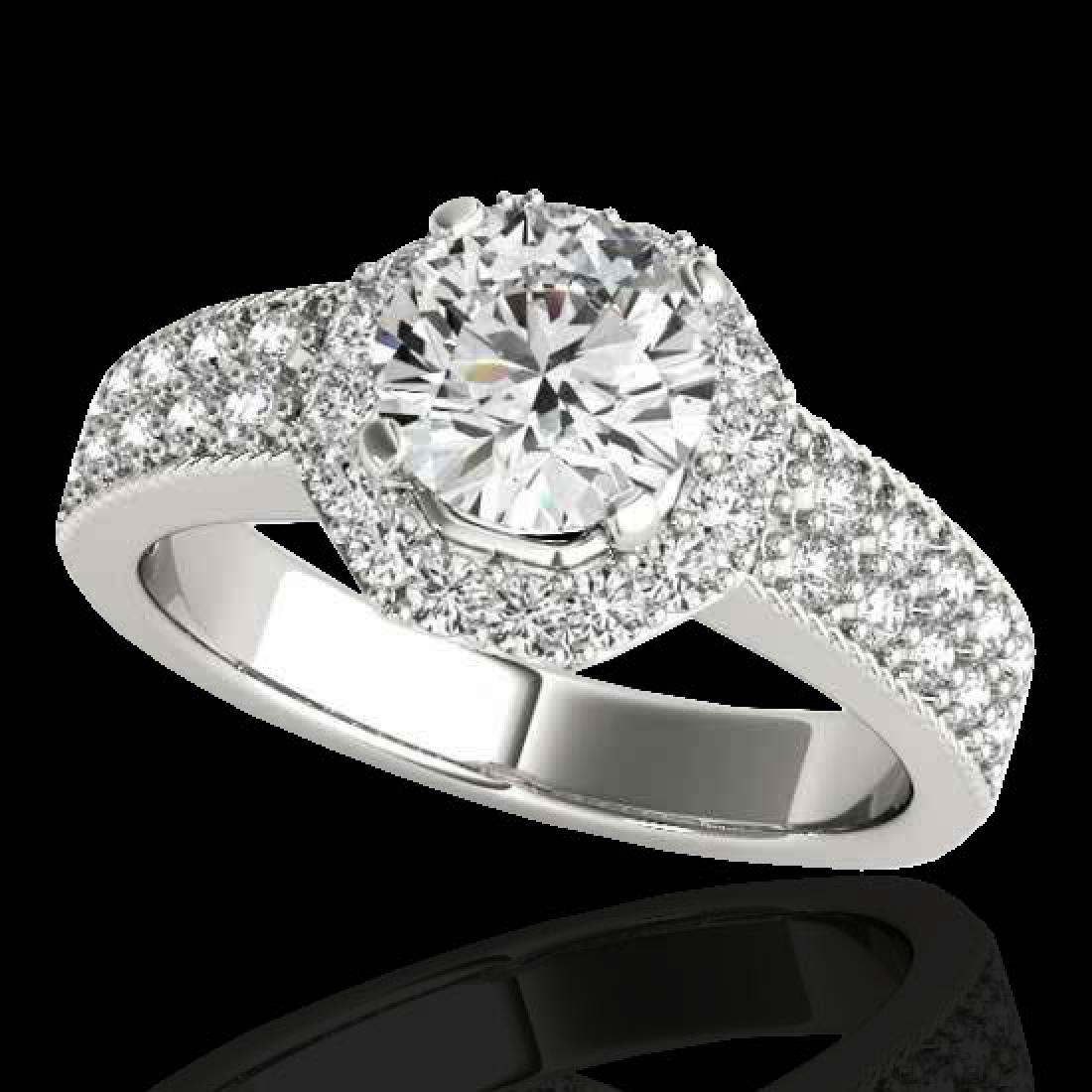 1.40 CTW H-SI/I Certified Diamond Solitaire Halo Ring: 34549 - REF-172H5M ---- 1.40 CTW H-SI/I Certified Diamond Solitaire Halo Ring 10K White Gold ---- Luxury Designer Brand Ring Appraised at $10,450 Certificate Number US34549 10k White gold, Ring Size i