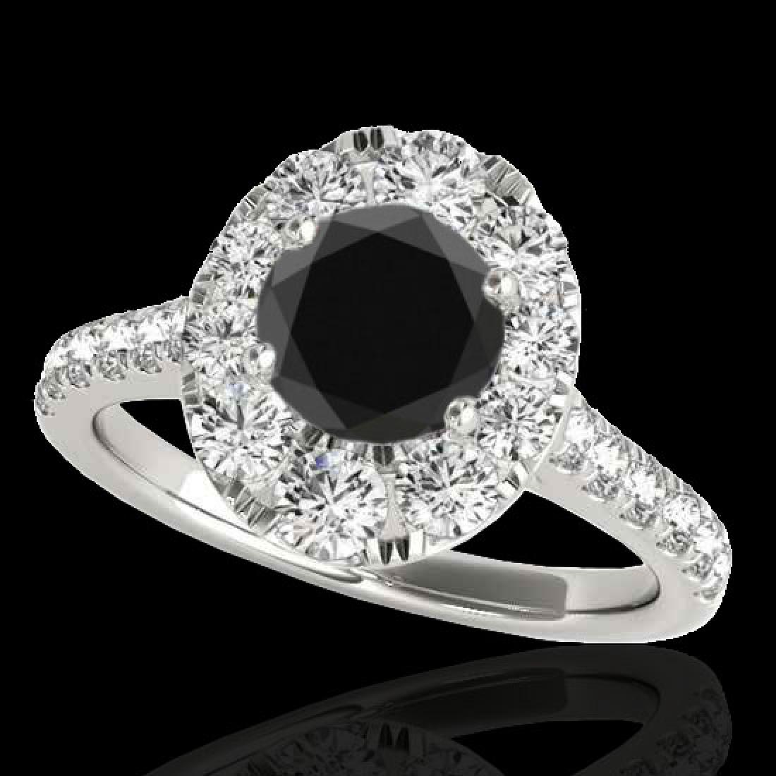 2 CTW Certified VS Black Diamond Solitaire Halo Ring: 34081 - REF-102X4R ---- 2 CTW Certified VS Black Diamond Solitaire Halo Ring 10K White Gold ---- Luxury Designer Brand Ring Appraised at $6,750 Certificate Number US34081 10k White gold, Ring Size is 