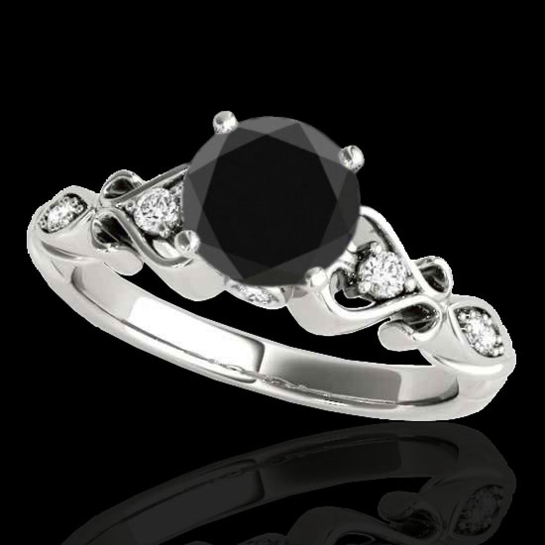 1.15 CTW Certified VS Black Diamond Solitaire Antique: 34813 - REF-52K2W ---- 1.15 CTW Certified VS Black Diamond Solitaire Antique Ring 10K White Gold ---- Luxury Designer Brand Ring Appraised at $3,150 Certificate Number US34813 10k White gold, Ring Siz