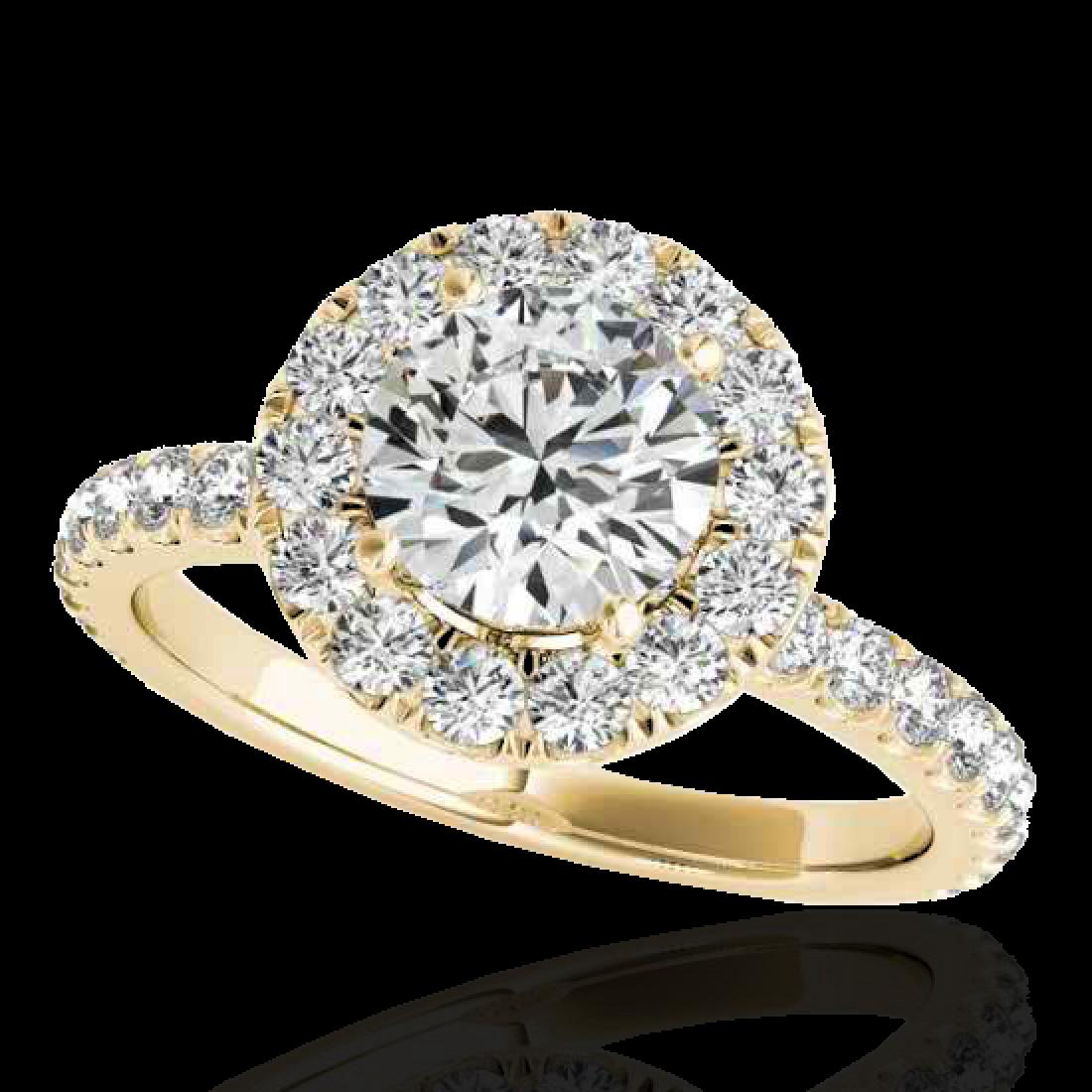 1.75 CTW H-SI/I Certified Diamond Solitaire Halo Ring: 33438 - REF-180A2V ---- 1.75 CTW H-SI/I Certified Diamond Solitaire Halo Ring 10K Yellow Gold ---- Luxury Designer Brand Ring Appraised at $10,900 Certificate Number US33438 10k Yellow gold, Ring Size