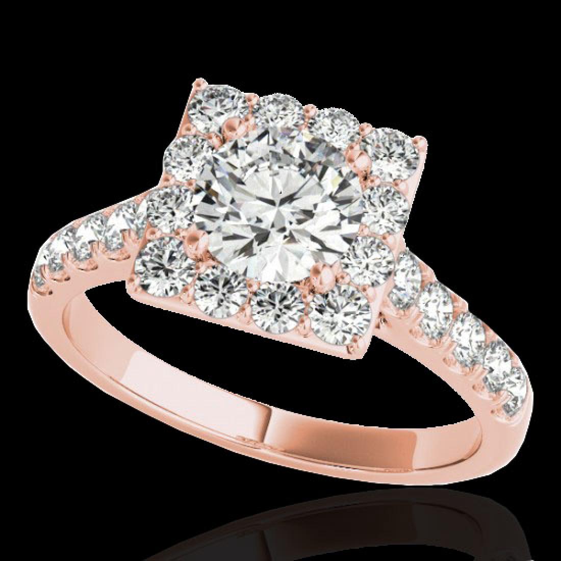 2 CTW H-SI/I Certified Diamond Solitaire Halo Ring 10K: 34133 - REF-210W9H ---- 2 CTW H-SI/I Certified Diamond Solitaire Halo Ring 10K Rose Gold ---- Luxury Designer Brand Ring Appraised at $11,600 Certificate Number US34133 10k Rose gold, Ring Size is 7, 