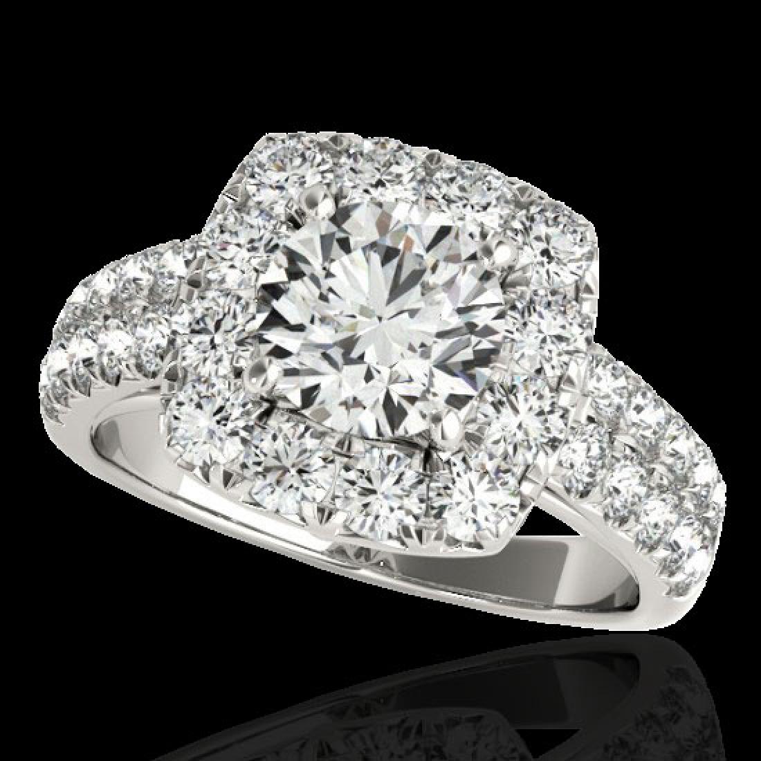2.5 CTW H-SI/I Certified Diamond Solitaire Halo Ring: 33643 - REF-260W2H ---- 2.5 CTW H-SI/I Certified Diamond Solitaire Halo Ring 10K White Gold ---- Luxury Designer Brand Ring Appraised at $15,750 Certificate Number US33643 10k White gold, Ring Size is