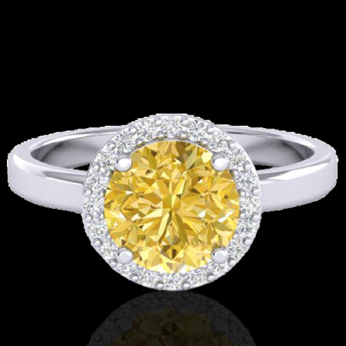 2 CTW Citrine & Halo VS/SI Diamond Micro Pave Ring: 21626 - REF-48V5Y ---- 2 CTW Citrine & Halo VS/SI Diamond Micro Pave Ring Solitaire 18K White Gold ---- Luxury Designer Brand Ring Appraised at $3,200 Certificate Number US21626 18k White gold, Ring S