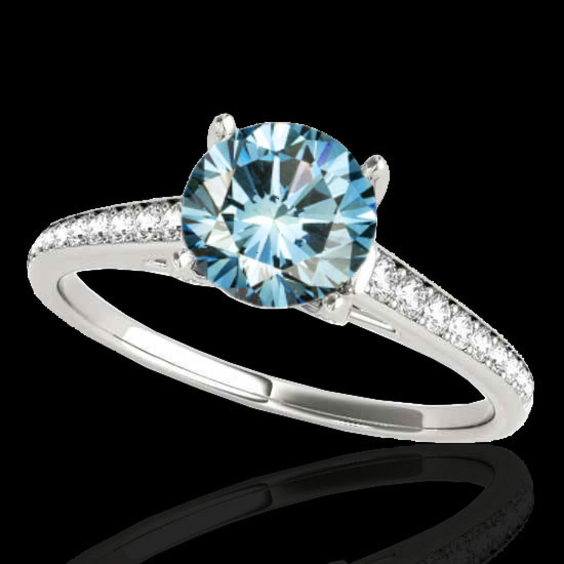 2 CTW SI Certified Fancy Blue Diamond Solitaire Ring: 34858 - REF-281K8W ---- 2 CTW SI Certified Fancy Blue Diamond Solitaire Ring 10K White Gold ---- Luxury Designer Brand Ring Appraised at $18,600 Certificate Number US34858 10k White gold, Ring Size is