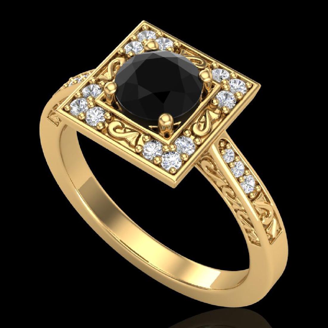1.10 CTW Fancy Black Diamond Solitaire Engagement Art: 38152 - REF-100V2Y ---- 1.10 CTW Fancy Black Diamond Solitaire Engagement Art Deco Ring 18K Yellow Gold ---- Luxury Designer Brand Ring Appraised at $6,600 Certificate Number US38152 18k Yellow gold, 