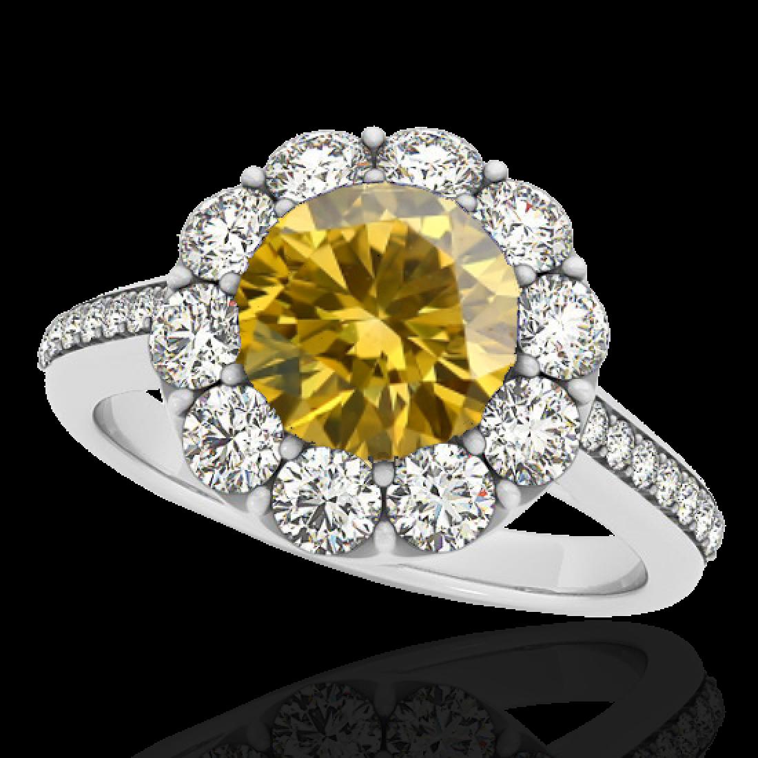 2.75 CTW Certified SI/I Fancy Intense Yellow Diamond: 33257 - REF-337H8M ---- 2.75 CTW Certified SI/I Fancy Intense Yellow Diamond Solitaire Halo Ring 10K White Gold ---- Luxury Designer Brand Ring Appraised at $20,450 Certificate Number US33257 10k Whit