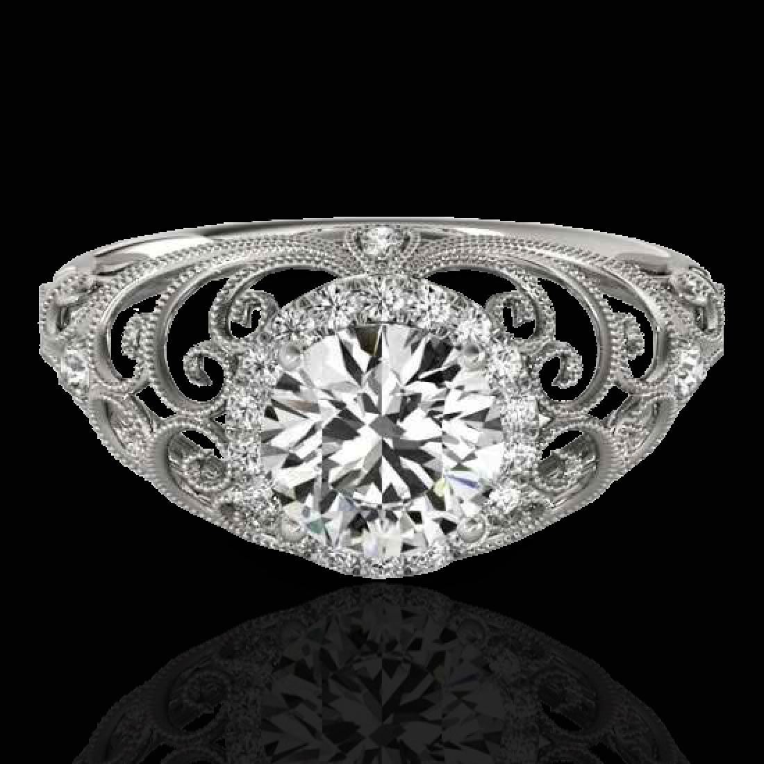 1.22 CTW H-SI/I Certified Diamond Solitaire Halo Ring: 33778 - REF-236V4Y ---- 1.22 CTW H-SI/I Certified Diamond Solitaire Halo Ring 10K White Gold ---- Luxury Designer Brand Ring Appraised at $14,300 Certificate Number US33778 10k White gold, Ring Size i