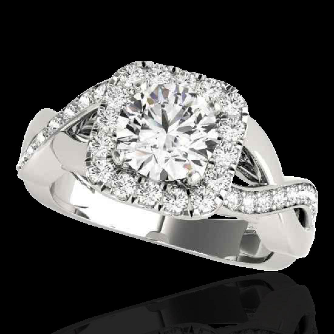 1.65 CTW H-SI/I Certified Diamond Solitaire Halo Ring: 33307 - REF-181R3K ---- 1.65 CTW H-SI/I Certified Diamond Solitaire Halo Ring 10K White Gold ---- Luxury Designer Brand Ring Appraised at $9,950 Certificate Number US33307 10k White gold, Ring Size is
