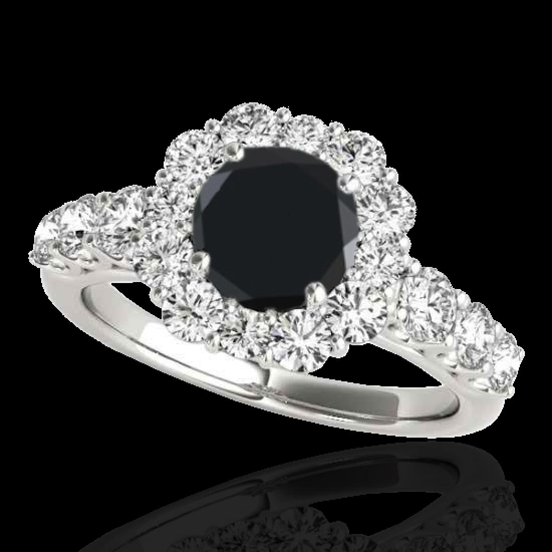 2.25 CTW Certified VS Black Diamond Solitaire Halo Ring: 33385 - REF-114F2N ---- 2.25 CTW Certified VS Black Diamond Solitaire Halo Ring 10K White Gold ---- Luxury Designer Brand Ring Appraised at $6,900 Certificate Number US33385 10k White gold, Ring Size 