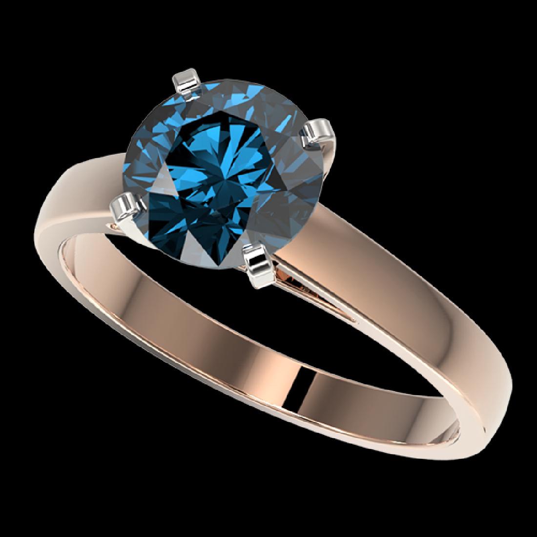 2.04 CTW Certified Intense Blue SI Diamond Solitaire: 36559 - REF-344F5N ---- 2.04 CTW Certified Intense Blue SI Diamond Solitaire Engagement Ring 10K Rose Gold ---- Luxury Designer Brand Ring Appraised at $27,550 Certificate Number US36559 10k Rose gold