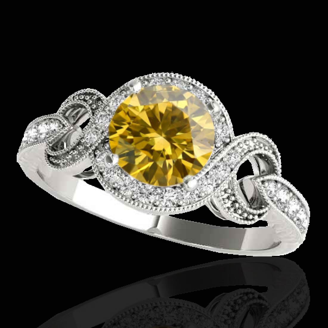 1.33 CTW Certified SI/I Fancy Intense Yellow Diamond: 33812 - REF-176Y4X ---- 1.33 CTW Certified SI/I Fancy Intense Yellow Diamond Solitaire Halo Ring 10K White Gold ---- Luxury Designer Brand Ring Appraised at $11,650 Certificate Number US33812 10k Whit