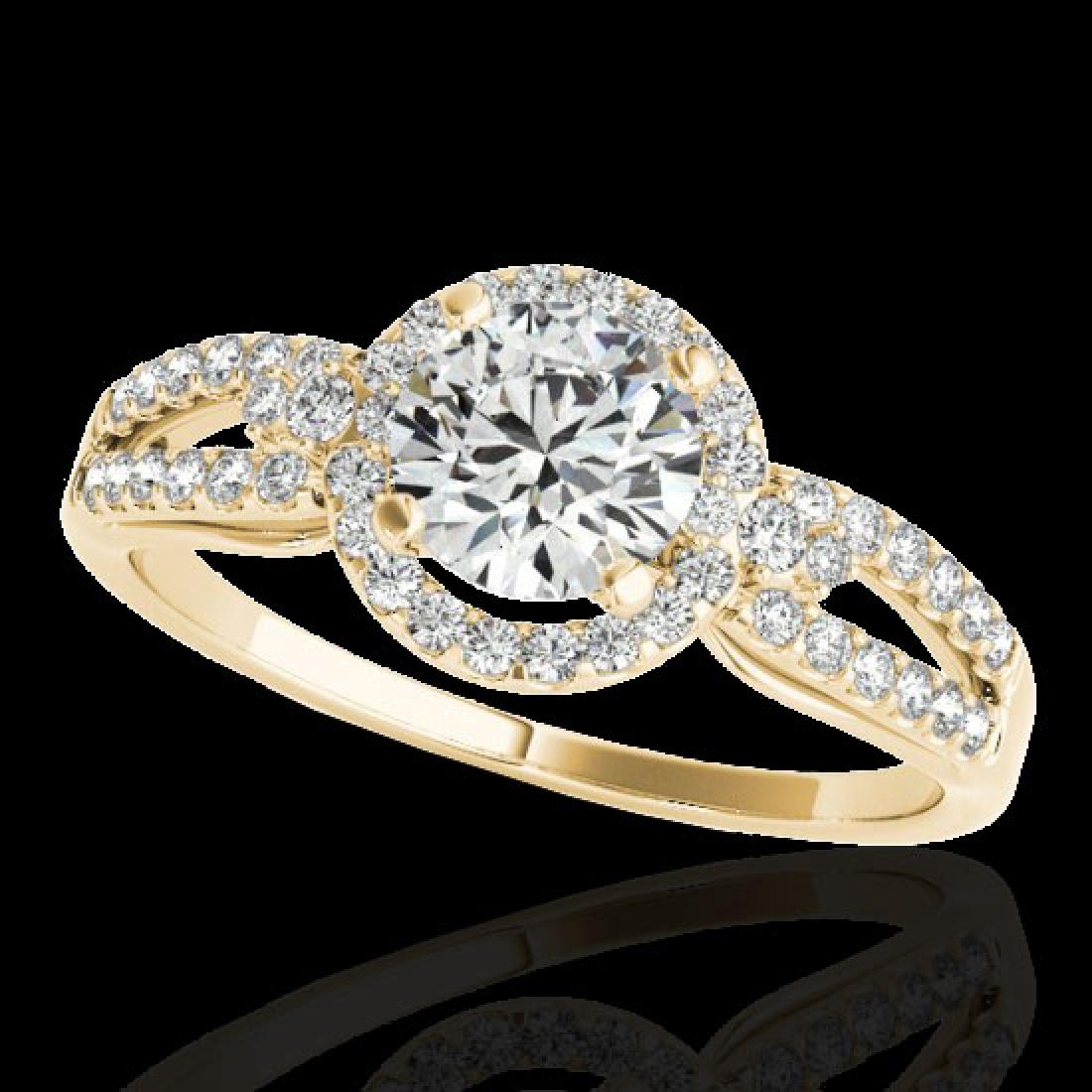 1.25 CTW H-SI/I Certified Diamond Solitaire Halo Ring: 34089 - REF-161N8A ---- 1.25 CTW H-SI/I Certified Diamond Solitaire Halo Ring 10K Yellow Gold ---- Luxury Designer Brand Ring Appraised at $8,900 Certificate Number US34089 10k Yellow gold, Ring Size 