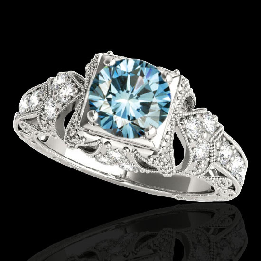 1.25 CTW SI Certified Blue Diamond Solitaire Antique: 34671 - REF-172N7A ---- 1.25 CTW SI Certified Blue Diamond Solitaire Antique Ring 10K White Gold ---- Luxury Designer Brand Ring Appraised at $10,450 Certificate Number US34671 10k White gold, Ring Si